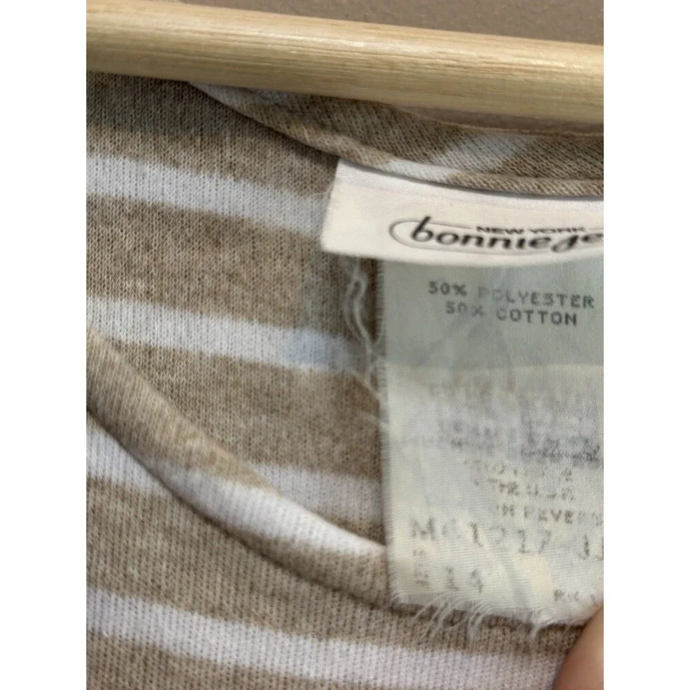 VTG New York Bonnie Jean Girls Size 14 Neutral Striped Cotton‎ Blend Tank Dress